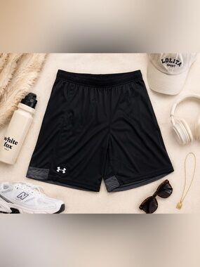 Under Armour Men's Black Athletic Training Shorts with Subtle Logo